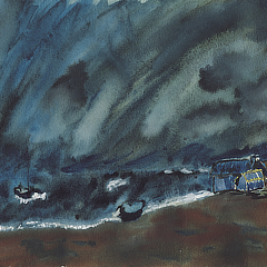 Tempête | 1986 | Aquarelle sur papier | 14,7x22,5 cm
