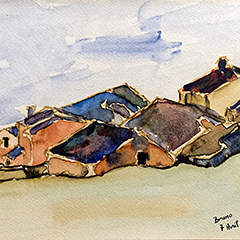 Village de montagne | 1986 | Aquarelle sur papier