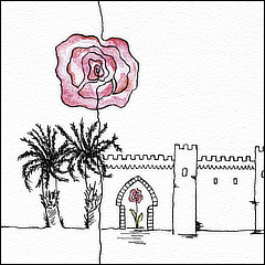 Ma Rose de Meknès | 2020 | Aquarelle et encre de Chine sur papier | 15,4x23 cm