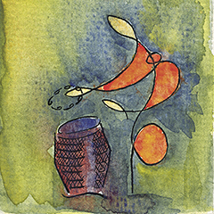 Le Percussioniste | 1987 | Watercolour on paper | 12,7x17,8 cm