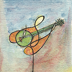 Le Guitariste | 1987 | Aquarelle sur papier | 12,7x17,8 cm