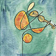 Le Violoniste | 1987 | Watercolour on paper | 12,7x17,8 cm