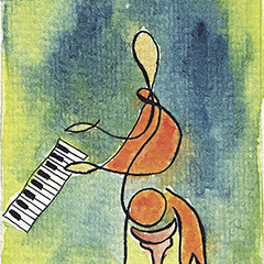 Le Pianiste | 1992 | Aquarelle sur papier | 12,7x17,8 cm