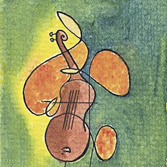 Le Violoncelliste | 1992 | Watercolour on paper | 12,7x17,8 cm