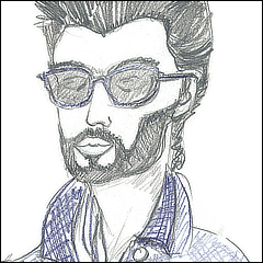 Selfportrait bleu | 1988 | grease pencils on paper