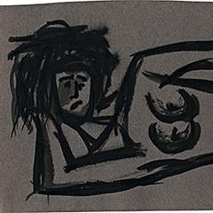 Sad girl bis - odalisque | 1988 | encre de chine sur papier gris