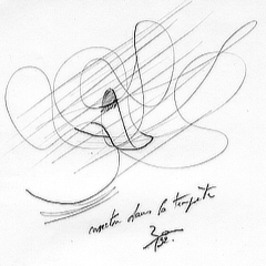 Caneton dans la tempête | 1992 | Graphite on paper | 21x29,7 cm