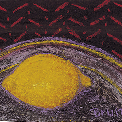 Citron sur assiette | 1988 | dry pastels on paper | 24,3x15,2 cm
