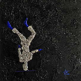 L'Homme qui Marche sur la Tête | 2015 | acrylique et étain sur toile | 10 F