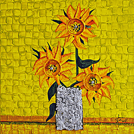 Les Tournesols | 2015 | acrylique et étain sur toile | 10 F