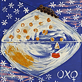OXO | Les Peuples de l'OMO | 2006 | acrylique et végétaux sur toile | 10 F