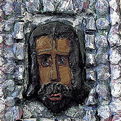 La Sainte Face (d'après Rouault) | 1990 | Bas relief | terracotta and acrylic | 15x22 cm | épaisseur ~ 20 mm
